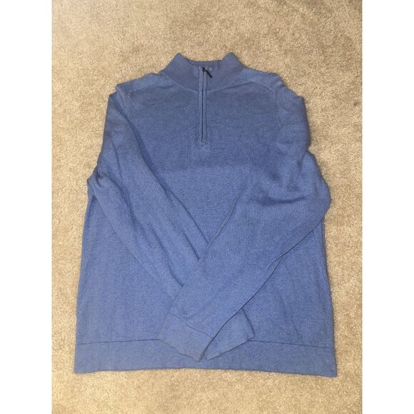 L.L Bean Quarter Men's 1/4 Zip Cashmere Blend Pullover Sweater SZ Large Reg Blue - Picture 1 of 5